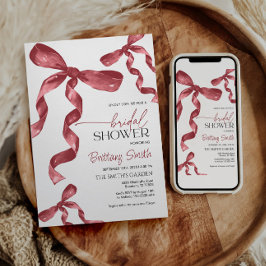 マルーンボウコケットブライダルシャワー招待 招待状