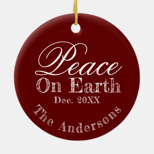 マルーンミニマリストピースオンアースオーナメント セラミックオーナメント (裏面)