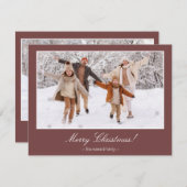 マルーンメリークリスマス2家族の写真クリスマス シーズンカード (正面/裏面)