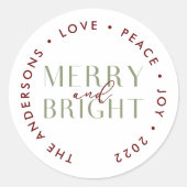 マルーンメリーセージと明るいクリスマスファミリー ラウンドシール (正面)