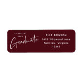 マルーンモダン卒業差出人住所 ラベル (正面)