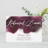 マルーンモダン金ゴールドグリッターリハーサルディナー 招待状 (スタンド正面)