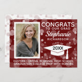 マルーンモダン《写真》ぼけ味バブル写真卒業 招待状 (正面/裏面)