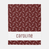 マルーンラクロスホワイトスティックパターン(の模様が)ある フリースブランケット (正面)