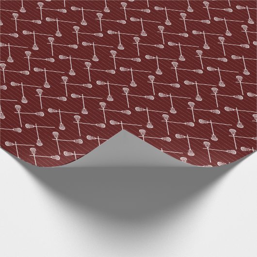 マルーンラクロスホワイトスティックパターン（の模様が）ある ラッピングペーパー (角)