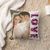 マルーンラブハートカップル写真バレンタイン クッション (ブランケット)