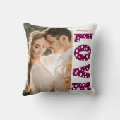 マルーンラブハートカップル写真バレンタイン クッション (裏面)