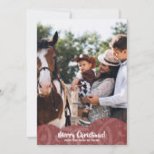 マルーンリネンFiligree写真クリスマスホリデーカード シーズンカード (正面)