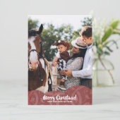 マルーンリネンFiligree写真クリスマスホリデーカード シーズンカード (スタンド正面)