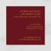 マルーンレッドと金ゴールドモダンミニマル スクエア名刺 (裏面)