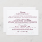 マルーンレッドのエレガントな結婚情報 エンクロージャーカード (正面/裏面)