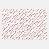 マルーンレッドイード書道真字パターンデザイン ラッピングペーパーシート (正面2)