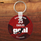 マルーンレッドホワイトスクールチームのスピリットガールズサッカー キーホルダー (正面)