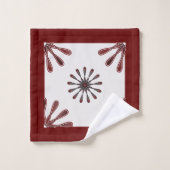 マルーンレッドレトロスピロ幾何学模様 バスタオルセット (ウォッシュタオル)