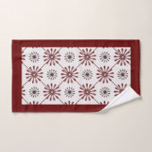 マルーンレッドレトロスピロ幾何学模様 バスタオルセット (ハンドタオル)