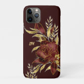 マルーンレッドローズ金ゴールド離れモノグラム Case-Mate iPhoneケース (裏)