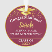 マルーンレッド金ゴールド卒業クラス2024 カスタム年 オーナメント (裏面)