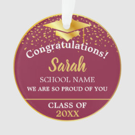 マルーンレッド金ゴールド卒業クラス2024 カスタム年 オーナメント