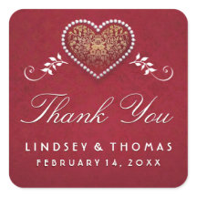 マルーンレッド&ホワイトフローラハート結婚ズサンキュー