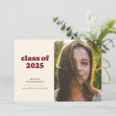 マルーンレトロシンプル写真卒業 案内状 (スタンド正面)