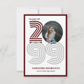 マルーンレトロビッグナンバーズ卒業写真 招待状 (正面)