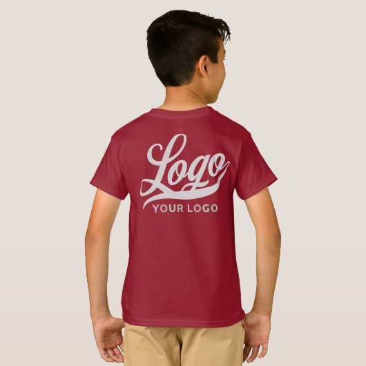 マルーン会社ロゴスワッグビジネスキッズボーイズ Tシャツ (裏面フル)