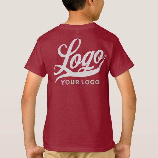 マルーン会社ロゴスワッグビジネスキッズボーイズ Tシャツ (裏面)