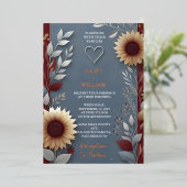 マルーン伝統的秋カップルのブルゴーニュ結婚ズの 箔招待状 (立ち正面)