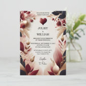 マルーン伝統的秋カップル結婚ブルゴーニュ 招待状 (スタンド正面)