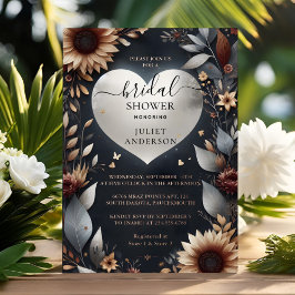 マルーン伝統的秋ブルゴーニュブライダルシャワー 箔招待状