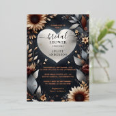 マルーン伝統的秋ブルゴーニュブライダルシャワー 箔招待状 (立ち正面)