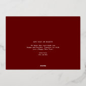 マルーン写真フレームコラージュモダンうれしそうな瞬間 箔シーズンカード (裏面)