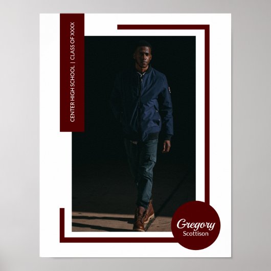 マルーン写真モダン卒業 ポスター (正面)