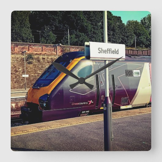 マルーン列車 スクエア壁時計 (正面)