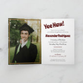 マルーン卒業キャップカウボーイブーツの配置 招待状 (内部)