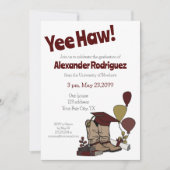 マルーン卒業キャップカウボーイブーツの配置 招待状 (正面)