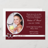 マルーン卒業写真パーティの招待状 招待状 (正面/裏面)