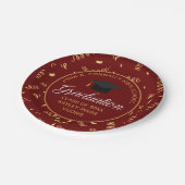 マルーン卒業金ゴールドストリーマカスタムーズ2025パーティー ペーパープレート (アングル)