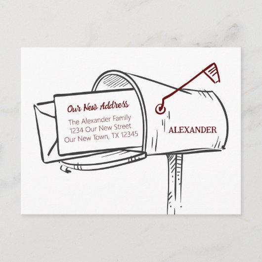 マルーン引っ越しました動揺してメールボックスの移動 ポストカード (正面)
