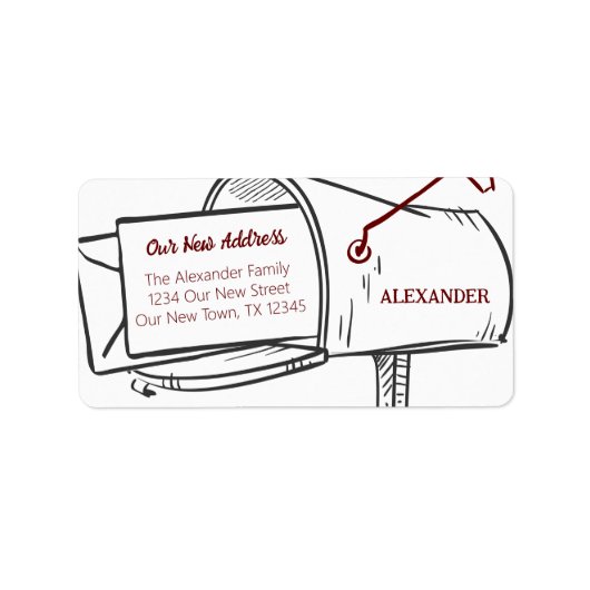 マルーン引っ越しました動揺してメールボックスの移動 ラベル (正面)