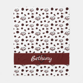 マルーン応援ハート、ポンポンポン、メガフォンパターン フリースブランケット