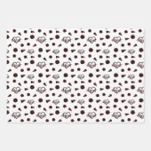 マルーン応援ハート、ポンポンポン、メガフォンパターン ラッピングペーパーシート (正面)