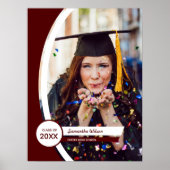 マルーン曲線フレーム写真卒業 ポスター (正面)