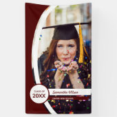 マルーン曲線フレーム写真卒業 横断幕 (縦)