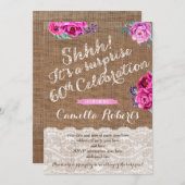 マルーン梅サプライズ50パーティの招待状女 招待状 (正面/裏面)