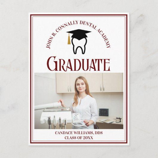 マルーン歯科学校フォトカスタム卒業式 案内ポストカード (正面)