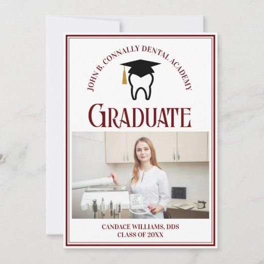 マルーン歯科学校フォトカスタム卒業式 案内状 (正面)