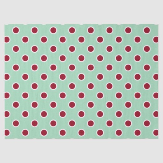 マルーン水玉模様オンミントグリーンティッシュペーパー 薄葉紙 (正面)
