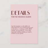 マルーン淡い色のとピエレガントック結婚シック エンクロージャーカード (正面)