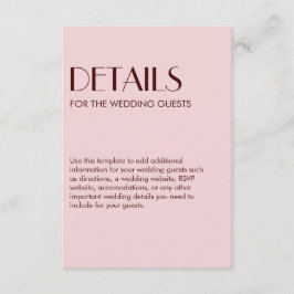 マルーン淡い色のとピエレガントック結婚シック エンクロージャーカード